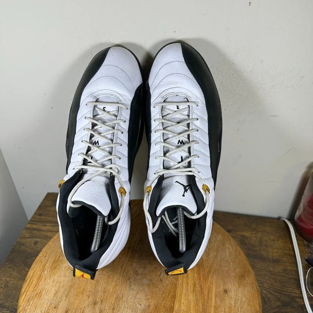 Jordan 12 Low Golf Taxi White Black Gold DH4120-100 Mens Size 15 Spiked Shoes